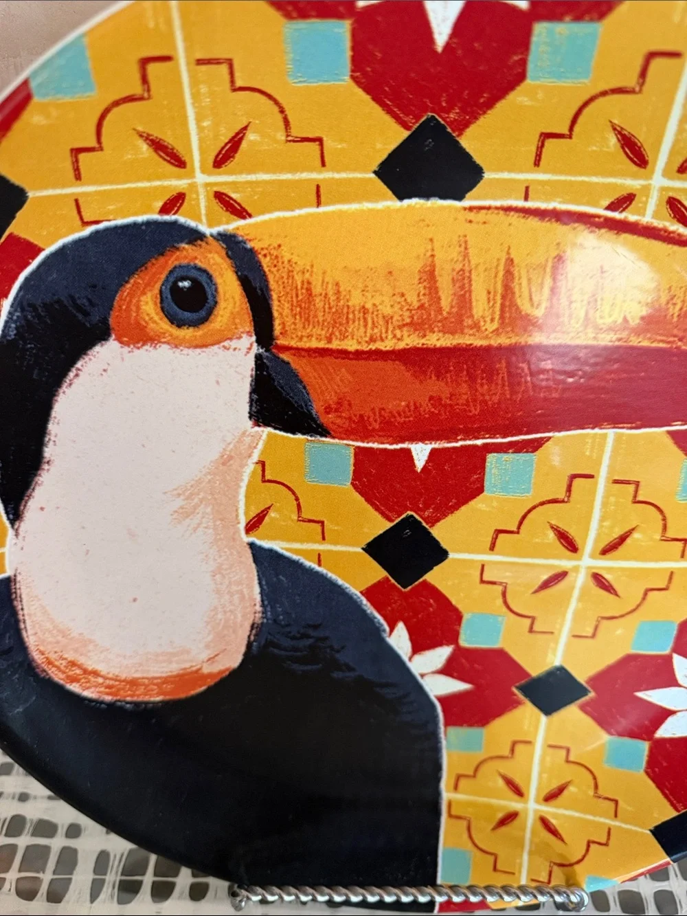 Certified International Toucan Decorative Plate in Yellow, Black and Red